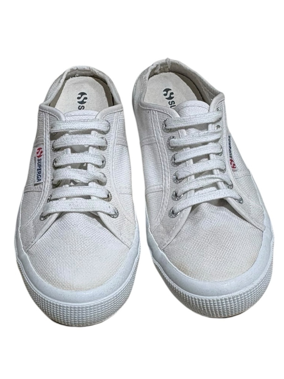 Superga Open Back Mule Sneakers Women’s 7 White Canvas Slip On Shoes